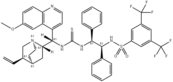 N-[(1S,2S)-2-[[[[(8α,9S)-6'-Methoxycinchonan-9-yl]aMino]thioxoMethyl]aMino]-1,2-diphenylethyl]-3,5-bis(trifluoroMethyl)-BenzenesulfonaMide Struktur