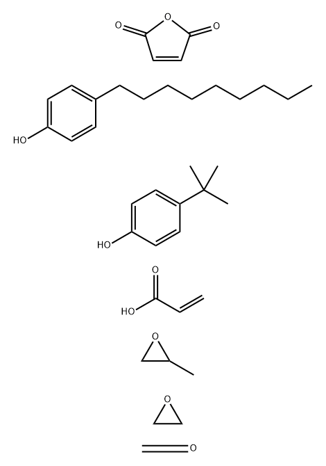 2-Propenoic acid, polymer with 4-(1,1-dimethylethyl)phenol, formaldehyde, 2,5-furandione, methyloxirane, 4-nonylphenol and oxirane Struktur