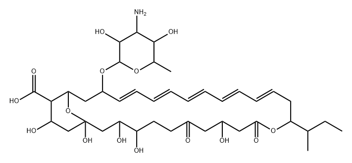 12,31-Dioxabicyclo[25.3.1]hentriaconta-15,17,19,21,23-pentaene-28-carboxylic acid, 25-[(3-amino-3,6-dideoxy-β-D-mannopyranosyl)oxy]-1,3,4,9,29-pentahydroxy-13-(1-methylpropyl)-7,11-dioxo- (9CI) Struktur