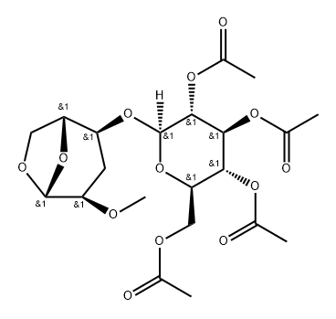 .beta.-D-ribo-Hexopyranose, 1,6-anhydro-3-deoxy-2-O-methyl-4-O-(2,3,4,6-tetra-O-acetyl-.beta.-D-glucopyranosyl)- Struktur