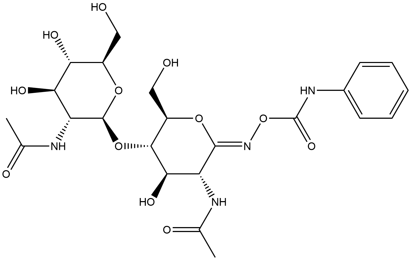 O-(N,N'-DIACETYLCHITOBIOSYLIDENAMINO) N- PHENYLCARBAMATE* Struktur