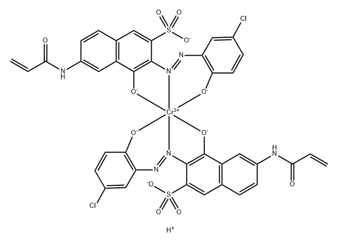 Chromate(3-), bis[3-[(5-chloro-2-hydroxyphenyl) azo]-4-hydroxy-6-[(1-oxo-2-propenyl)amino ]-2-naphthalenesulfonato(3-)]-, trihydrogen Struktur