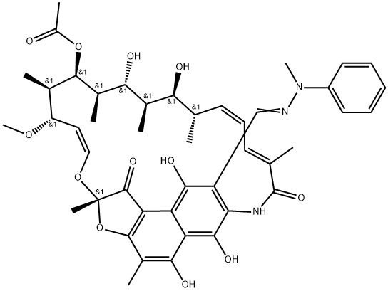 Rifamycin, 3-[(2-methyl-2-phenylhydrazono)methyl]- Struktur