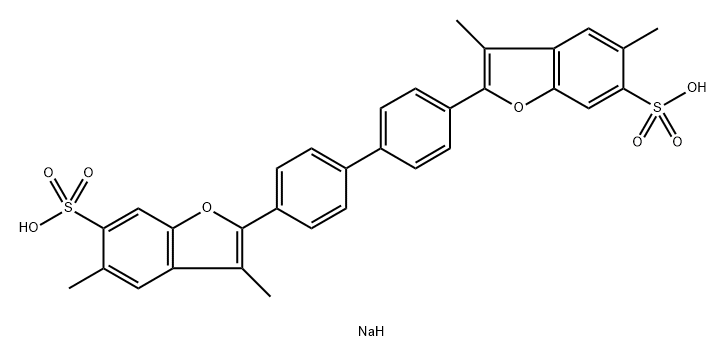 2,2′-[1,1′-Biphenyl]-4,4′-diylbis[3,5-dimethyl]- 6-benzofuransulfonic acid disodium salt Struktur