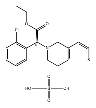 Thieno[3,2-c]pyridine-5(4H)-acetic acid, α-(2-chlorophenyl)-6,7-dihydro-, (αS)-, ethyl ester, sulfate (1:1) Struktur