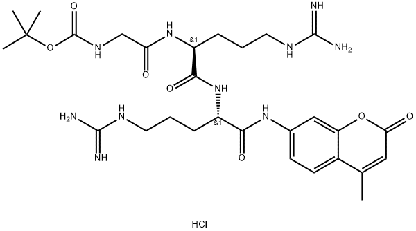 N-tert-BOC-Gly-Arg-Arg 7-amido-4-methylcoumarin HCl Struktur