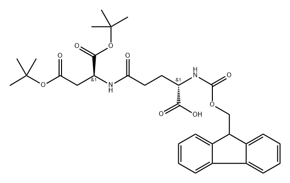 L-?Aspartic acid, N-?[(9H-?fluoren-?9-?ylmethoxy)?carbonyl]?-?L-?γ-?glutamyl-?, 21,?24-?bis(1,?1-?dimethylethyl) ester Struktur