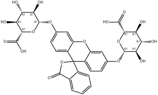 β-D-Glucopyranosiduronic acid, 3-oxospiro[isobenzofuran-1(3H),9'-[9H]xanthene]-3',6'-diyl bis- Struktur