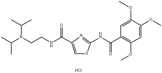 4-Thiazolecarboxamide, N-[2-[bis(1-methylethyl)amino]ethyl]-2-[(2,4,5-trimethoxybenzoyl)amino]-, hydrochloride (1:1) Struktur