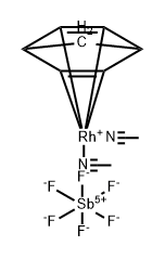 Rhodium(1+), bis(acetonitrile)[(2,3,5,6-η)-bicyclo[2.2.1]hepta-2,5-diene]-, (OC-6-11)-hexafluoroantimonate(1-) (1:1) Struktur