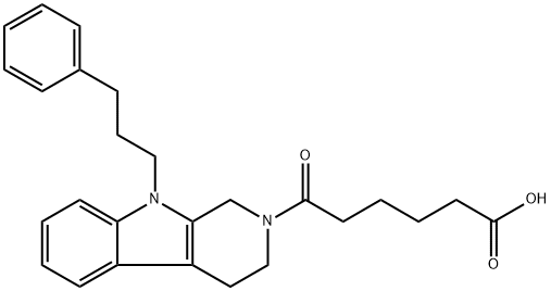 6-Oxo-6-[9-(3-phenyl-propyl)-1,3,4,9-tetrahydro-b-carbolin-2-yl]-hexanoic acid Struktur