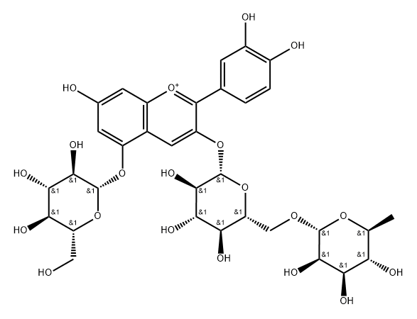 Cyanidin 3-O-rutinoside 5-O-beta-D-glucoside Struktur