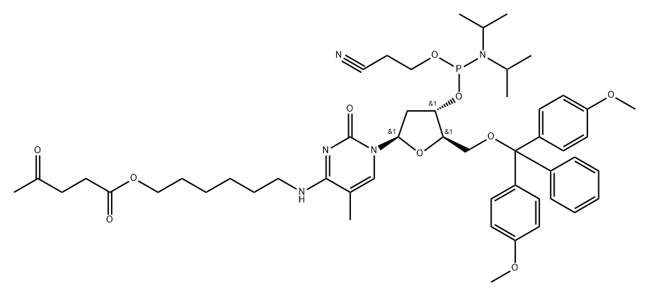 5'-O-[bis(4-methoxyphenyl)phenylmethyl]-2'-deoxy-N-[6((1,4 Struktur