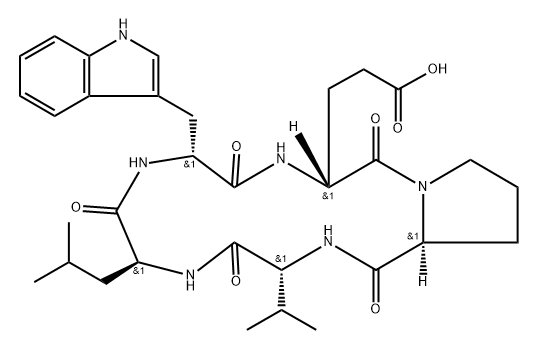 cyclo(glutamyl-prolyl-valyl-leucyl-tryptophyl) Struktur