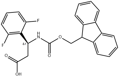 (3S)-3-(2,6-difluorophenyl)-3-({[(9H-fluoren-9-yl)m ethoxy]carbonyl}amino)propanoic acid Struktur