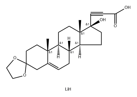 Lithium 3[(8R,9S,10R,13S,14S,17S)-17-hydroxy-10-13-dimethyl-1,2,4,7,8,9,10,11,12,13,14,15,16,17-tetrahydrospiro[cylopenta[a]phenantrene-3,2′-[1,3]dioxolan]-17-yl]prop-2-ynoate Struktur