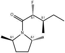 Pyrrolidine, 1-(2-fluoro-3-methyl-1-oxopentyl)-2,5-dimethyl-, [2R-[1(2R*,3R*),2alpha,5beta]]- (9CI) Struktur