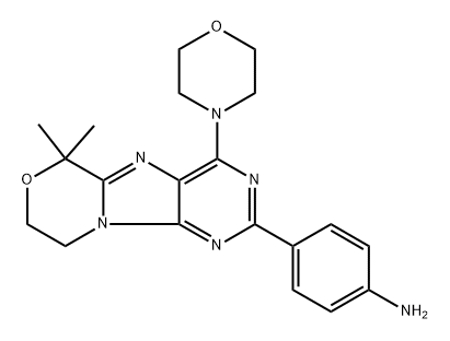 Benzenamine, 4-[8,9-dihydro-6,6-dimethyl-4-(4-morpholinyl)-6H-[1,4]oxazino[4,3-e]purin-2-yl]- Struktur