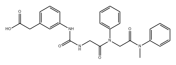 Benzeneacetic acid, 3-[[[[2-[[2-(methylphenylamino)-2-oxoethyl]phenylamino]-2-oxoethyl]amino]carbonyl]amino]- Struktur