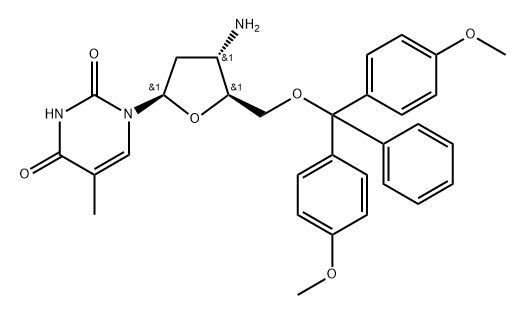 3'-Amino-3'-deoxy-5'-O-DMT-thymidine Struktur