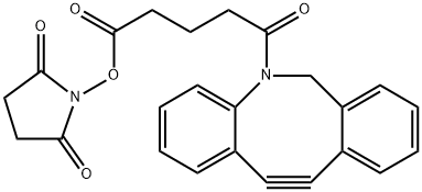 DBCO-(CH2)2-NH2-CO-(CH2)3COOH-NHS Struktur