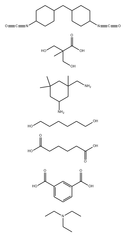 1,2-Benzenedicarboxylic acid, polymer with 5-amino-1,3,3-trimethylcyclohexanemethanamine, hexanedioic acid, 1,6-hexanediol, 3-hydroxy-2-(hydroxymethyl)-2-methylpropanoic acid and 1,1'-methylenebis[4-isocyanatocyclohexane], compd. with N,N-diethylethanamin Struktur