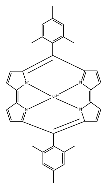 Nickel, [6,15-bis(2,4,6-trimethylphenyl)-19,20,21,22-tetraazapentacyclo[14.2.1.12,5.17,10.111,14]docosa-1(19),2,4,6,8,10(21),11,13,15,17-decaenato(2-)-κN19,κN20,κN21,κN22]-, (SP-4-1)- Struktur