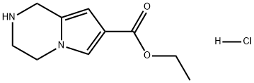 Pyrrolo[1,2-a]pyrazine-7-carboxylic acid, 1,2,3,4-tetrahydro-, ethyl ester, hydrochloride (1:1) Struktur