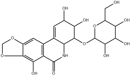 [1,3]Dioxolo[4,5-j]phenanthridin-6(2H)-one, 4-(β-D-glucopyranosyloxy)-3,4,4a,5-tetrahydro-2,3,7-trihydroxy-, [2S-(2α,3β,4β,4aβ)]- (9CI) Struktur