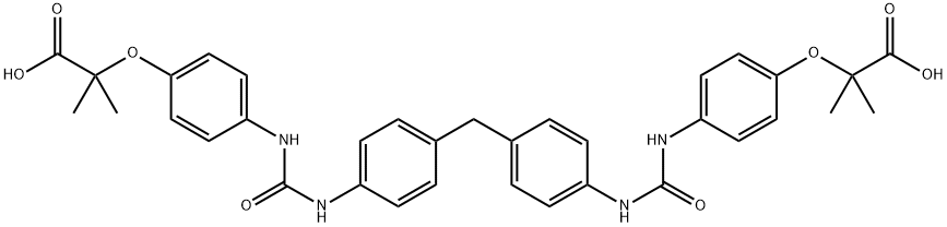 2,2'-(4,4'-(4,4'-Methylenebis(4,1-phenylene)bis(azanediyl))bis(oxoMethylene)bis(azanediyl)bis(4,1-phenylene))bis(oxy)bis(2-Methylpropanoic acid) Struktur