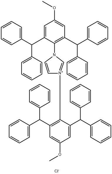 N,N'-bis(2,6-bis(diphenylmethyl)-4-methoxyphenyl)imidazolium chloride Struktur