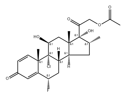 Pregna-1,4-diene-3,20-dione, 21-(acetyloxy)-9-chloro-6-fluoro-11,17-dihydroxy-16-methyl-, (6α,11β,16α)- Struktur