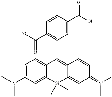 Methanaminium, N-[10-(2,5-dicarboxyphenyl)-7-(dimethylamino)-9,9-dimethyl-9-silaanthracen-2(9H)-ylidene]-N-methyl-, inner salt Struktur