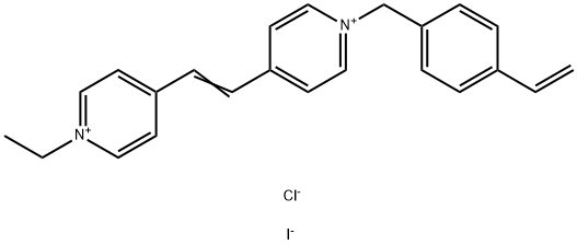 1-[(4-ethenylphenyl)methyl]-4-[2-(1-ethylpyridinium-4-yl)ethenyl]pyridinium chloride iodide (1:1:1) Struktur