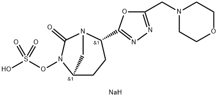 ：sodium (2S,5R)-2-(5-(morpholinomethyl)-1,3,4-oxadiazol-2-yl)-7-oxo-1,6-diazabicyclo[3.2.1]octan-6-yl sulfate Struktur