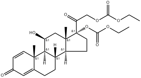 Pregna-1,4-diene-3,20-dione, 17,21-bis[(ethoxycarbonyl)oxy]-11-hydroxy-, (11β)- Struktur