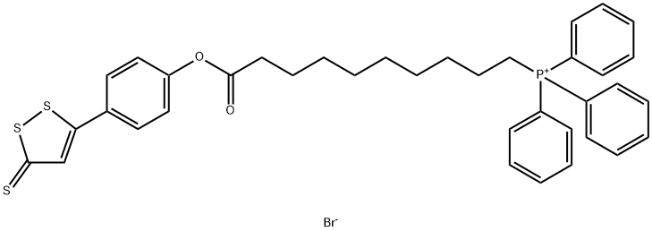 Phosphonium, [10-oxo-10-[4-(3-thioxo-3H-1,2-dithiol-5-yl)phenoxy]decyl]triphenyl-, bromide (1:1) Struktur