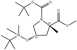 1-(tert-butyl) 2-methyl (2S,4S)-4-((tert-butyldimethylsilyl)oxy)-2-methylpyrrolidine-1,2-dicarboxylate Struktur