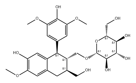 β-D-Glucopyranoside, [(1R,2S,3S)-1,2,3,4-tetrahydro-7-hydroxy-1-(4-hydroxy-3,5-dimethoxyphenyl)-3-(hydroxymethyl)-6-methoxy-2-naphthalenyl]methyl Struktur