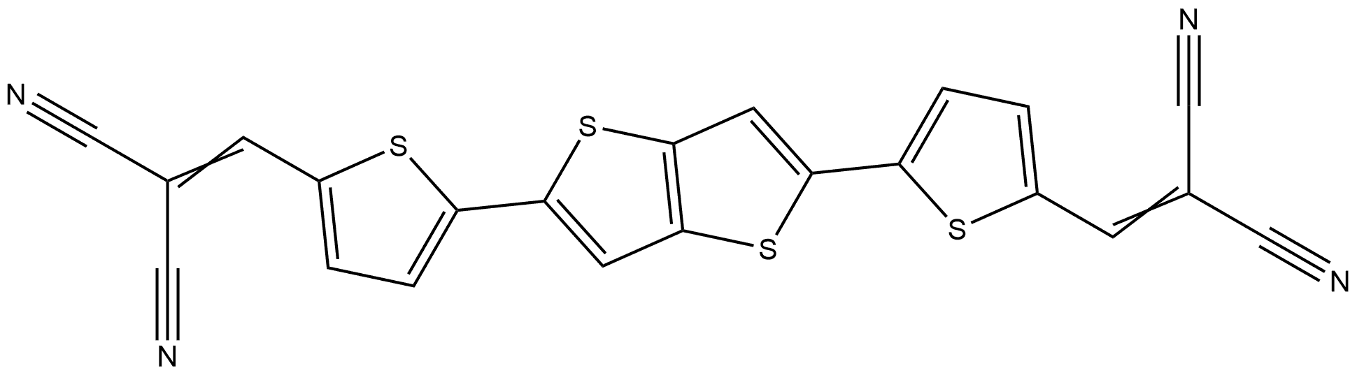 2,2'-(5,5'-(thieno[3,2-b ]thiophene-2,5-diyl)bis(thiophene-5,2-diyl))bis(methan-1-yl-1-ylidene)dimalononitrile Struktur