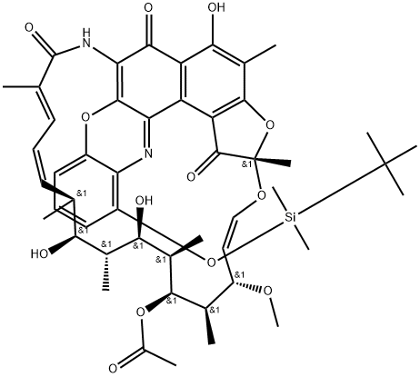 Rifamycin VIII,1',4-didehydro-1-deoxy-3'-[[(1,1-dimethylethyl)dimethylsilyl]oxy]-1,4-dihydro-1-oxo- Struktur