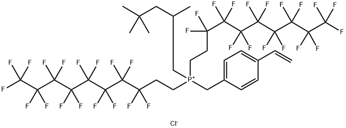 (4-ethenylphenyl)methyl]bis(3,3,4,4,5,5,6,6,7,7,8,8,9,9,10,10,10-heptadecafluorodecyl)(2,4,4-trimethylpentyl) phosphonium chloride (1:1) Struktur