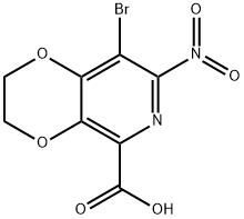 8-bromo-7-nitro-2,3-dihydro-[1,4]dioxino[2,3-c]pyridine-5-carboxylicacid Struktur