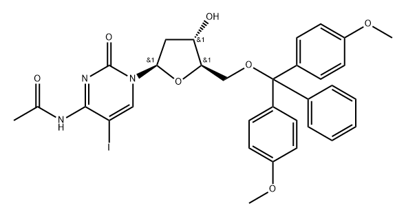 5-O-(4,4'-dimethoxytrityl)-N4-acetyl-5-iodo-deoxycytosine Struktur