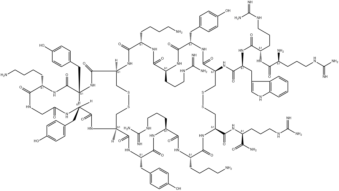 H-ARG-ARG-TRP-CYS-TYR-ARG-LYS-CYS-TYR-LYS-GLY-TYR-CYS-TYR-ARG-LYS-CYS-ARG-NH2 Struktur