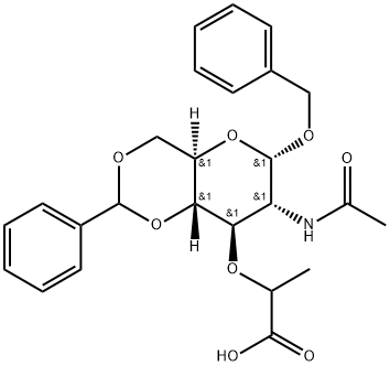 Benzyl 2-AcetaMido-3-O-(1-carboxyethyl)4,6-O-benzylidene-2-deoxy-α-D-glucopyranoside (Mixture of DiastereoMers) Struktur