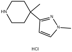 4-methyl-4-(1-methyl-1H-pyrazol-3-yl)piperidine Struktur