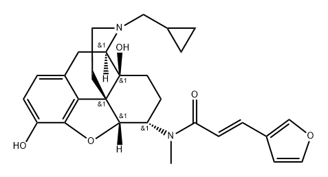 (E)-N-[(4R,4aS,7S,7aR,12bS)-3-(cyclopropylmethyl)-4a,9-dihydroxy-1,2,4,5,6,7,7a,13-octahydro-4,12-methanobenzofuro[3,2-e]isoquinoline-7-yl]-3-(furan-3-yl)-N-methylprop-2-enamide Struktur