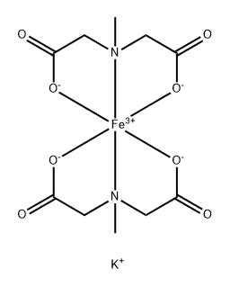 potassium bis(N-carboxymethyl)-N-methyl-glycinato-(2-)N,O,O,N)-ferrate-(1-) monohydrate Struktur