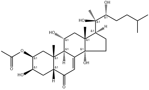 Cholest-7-en-6-one, 2-(acetyloxy)-3,11,14,20,22-pentahydroxy-, (2β,3β,5β,11α,22R)- Struktur